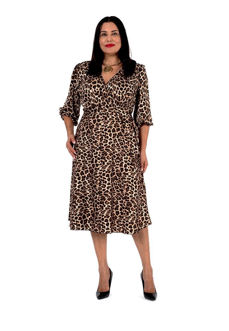 Rochie satin animal print