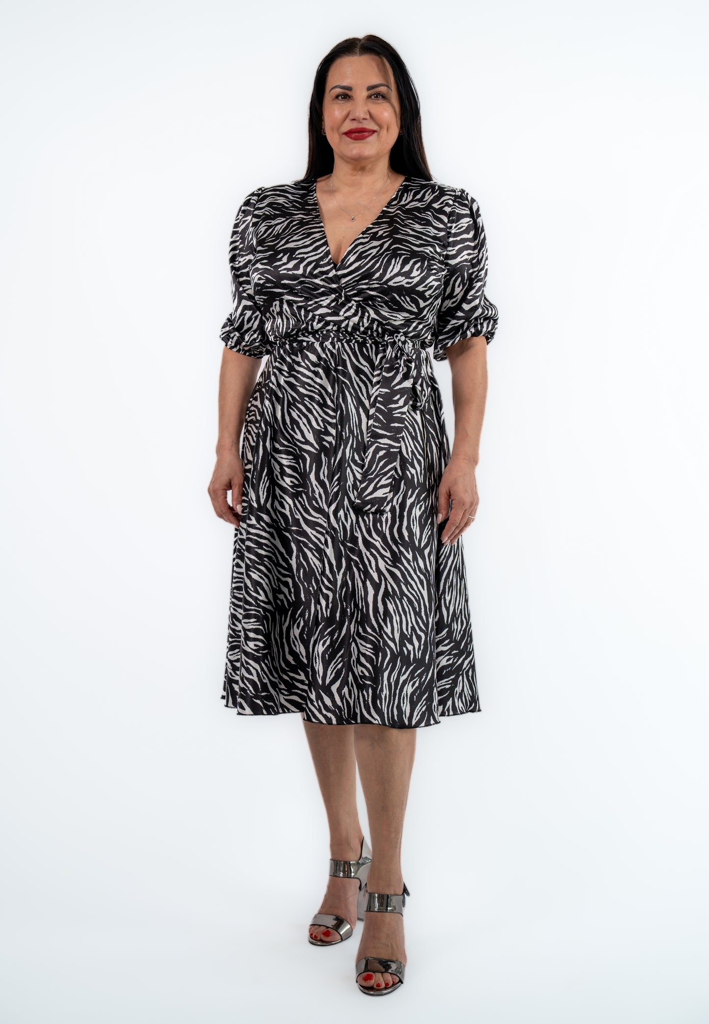 Rochie Lara satin animal print