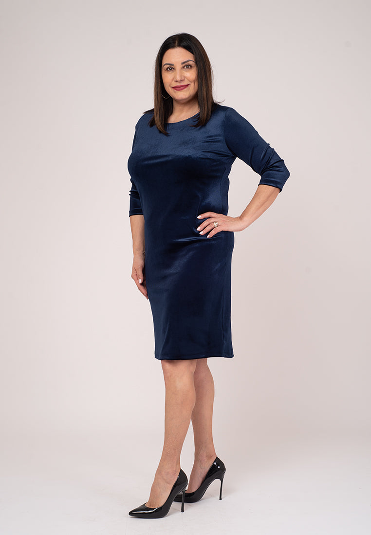 Rochie catifea bleumarin Nicole