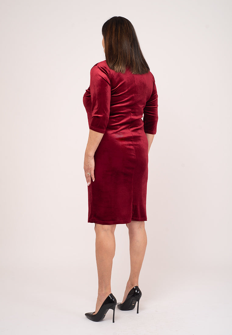 Rochie catifea bordo Nicole