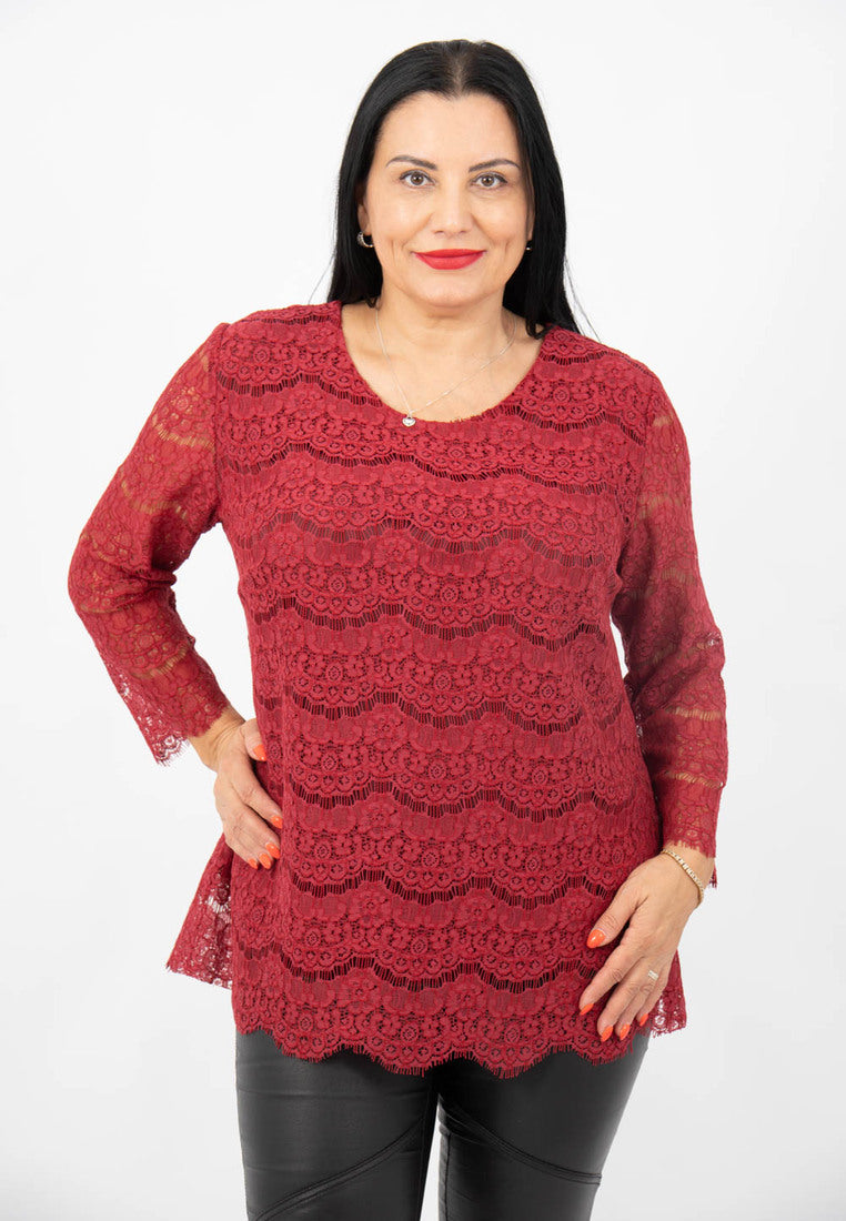 Bluza din dantela bordo