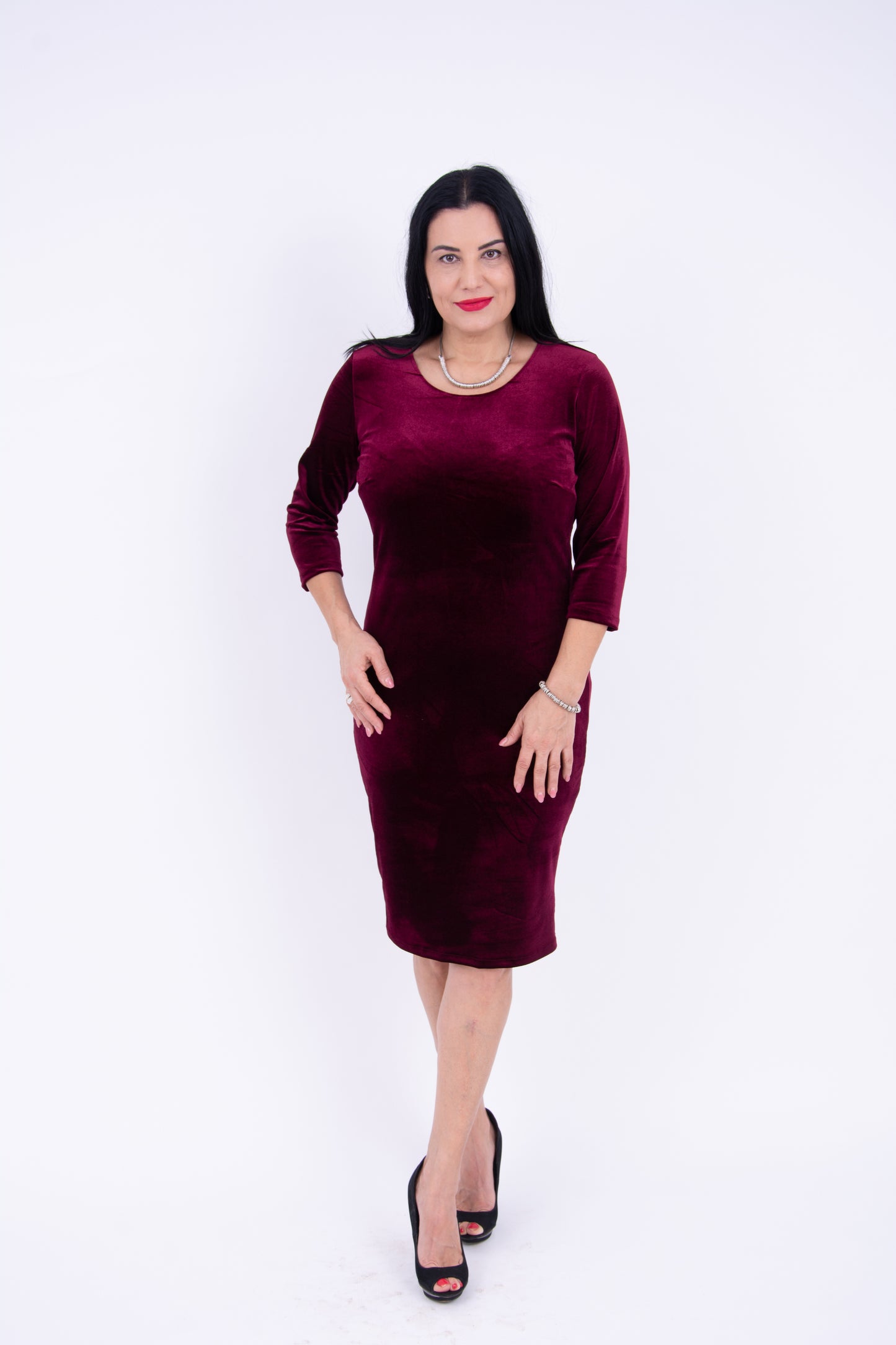 Rochie Verona Bordo din catifea