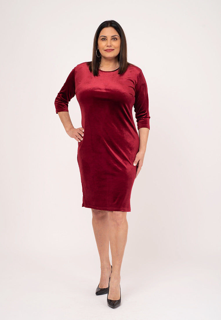 Rochie catifea bordo Nicole