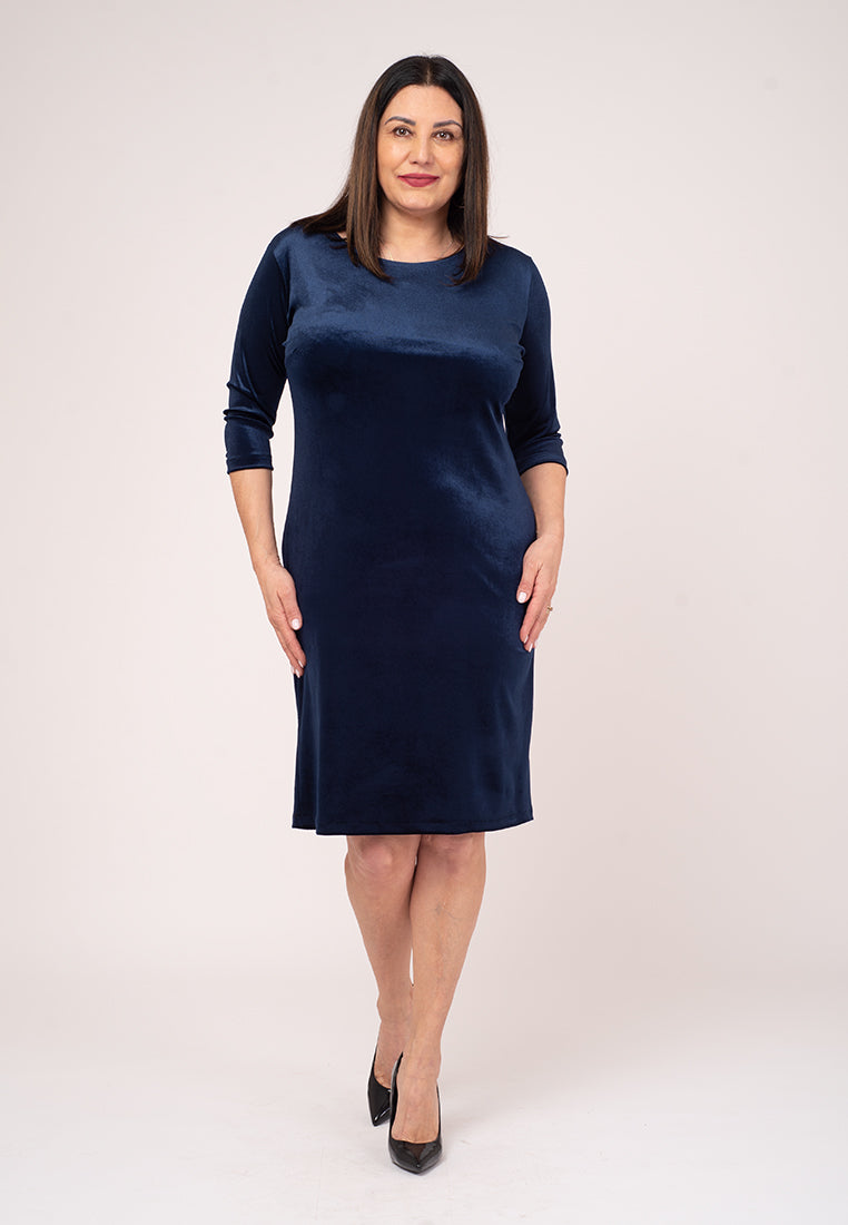 Rochie catifea bleumarin Nicole