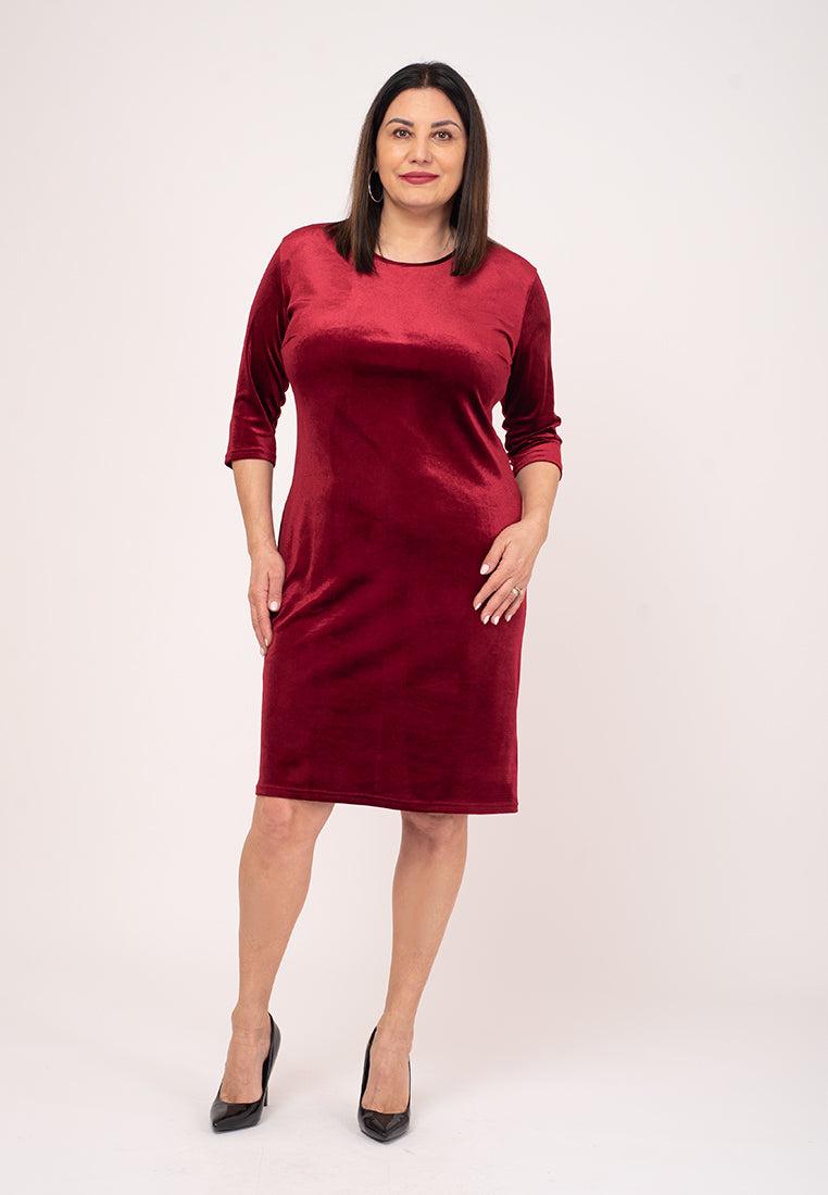 Rochie catifea bordo Nicole