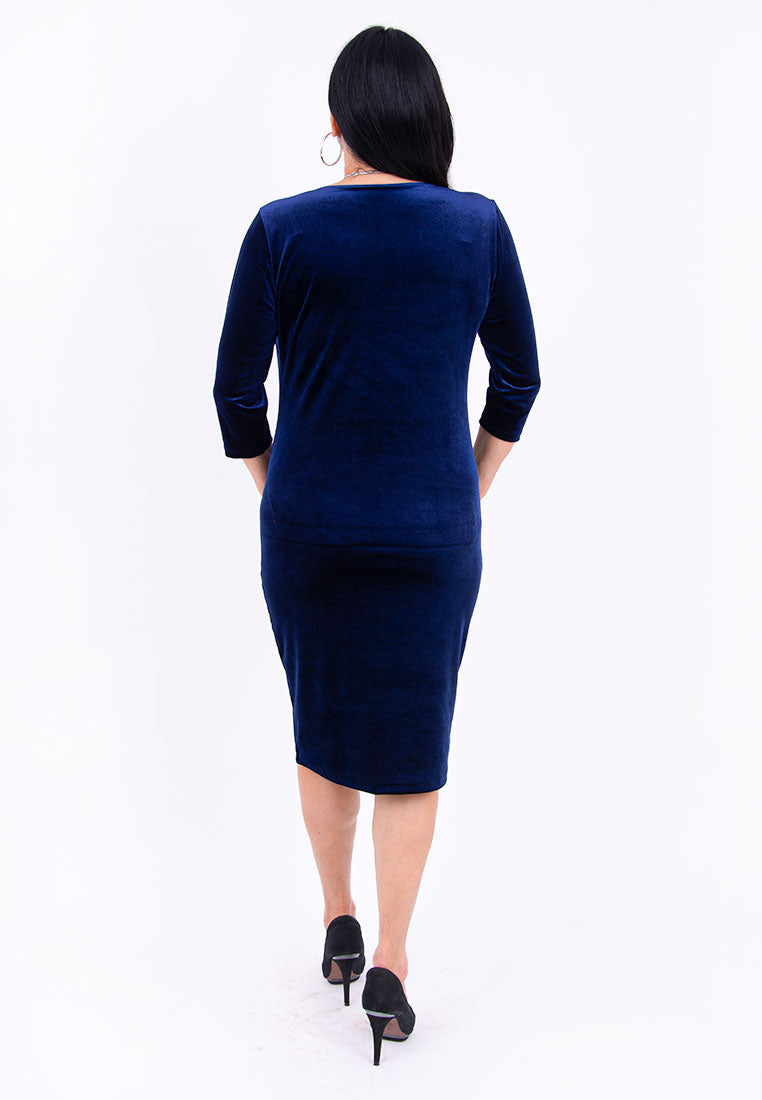 Rochie Verona catifea bleumarin